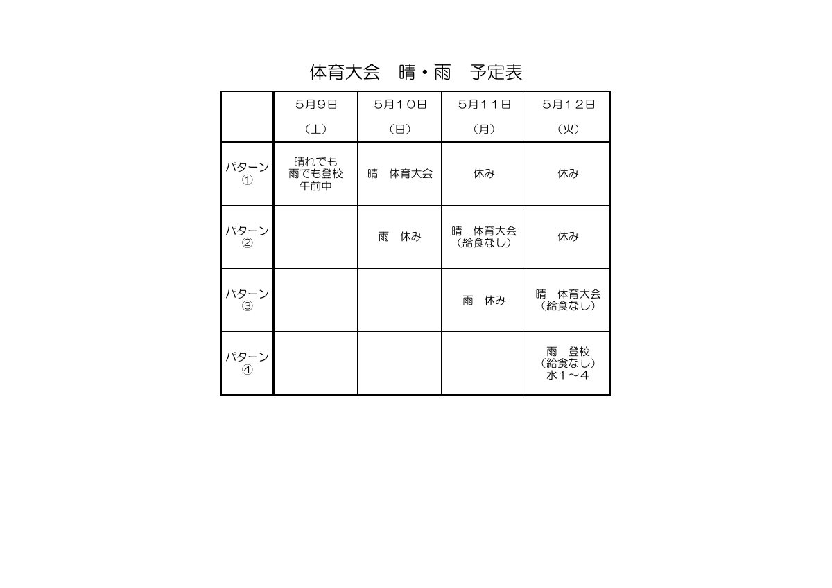 体育大会（晴・雨　表）.pdfの1ページ目のサムネイル